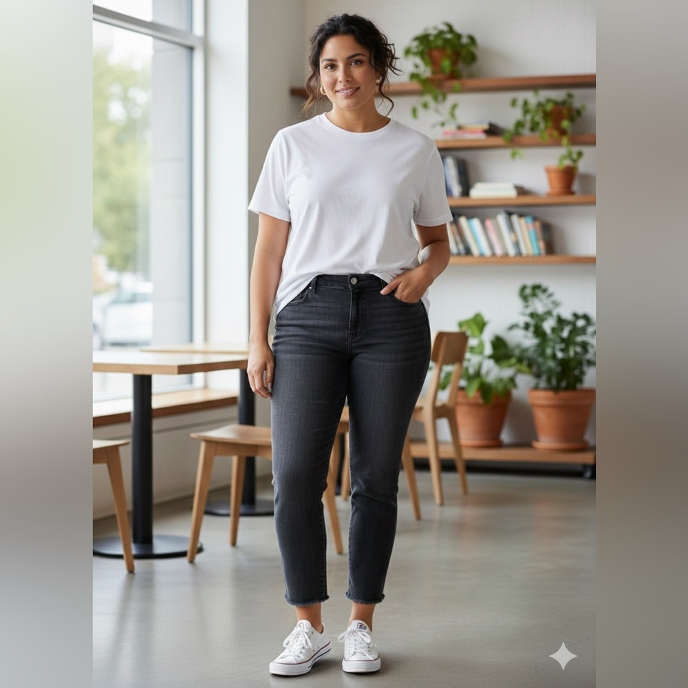 EXPRESS / Black Straight Leg Women's Jeans / Ankle High Rise / Size L 12/14/16